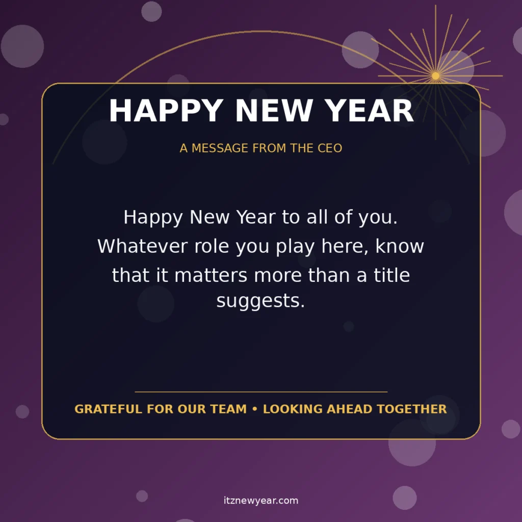 New Year Message to Employees From CEO